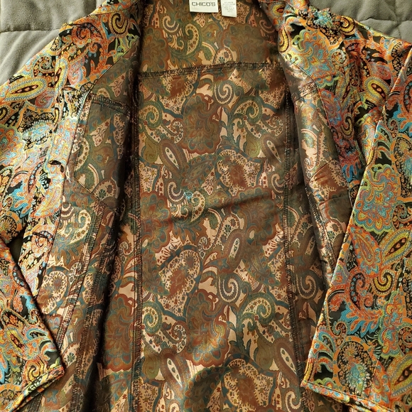 Chico's Copper/Rust Paisley Long Sleeve Shirt/Jacket - Picture 9 of 13